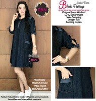 Dress Jeans Wanita Jumbo LD 120 Mini Dress Lepis Baju Denim Polos Pattaya Terbaru