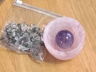 全新紫晶球、粉晶碗，送閃靈鑽碎石