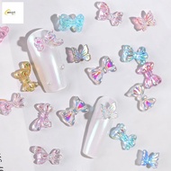 10Pcs Aurora Holographic Nail Decorations - 3D Bowknots Bear Butterfly Flowers for Manicure