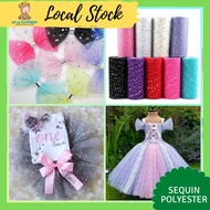 Classic Sequin Tulle Roll 25yd Polyester Kain Net Tulle Fabric Kain Sequin Fabric for Tutu Dress Wed