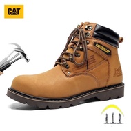 Caterpillar Safety Toe Layer Cowhide Casual Men Outdoor Hiking Shoes High-Top Work Shoes