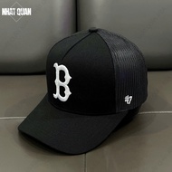 Boston khaki baseball cap with mesh logo embroidered with the letter B - Nhat Quan Asia nhatquanasia