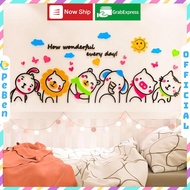 EPeBen mica painting 3d embossed wall stickers with cartoon images of cute friends decor for classro