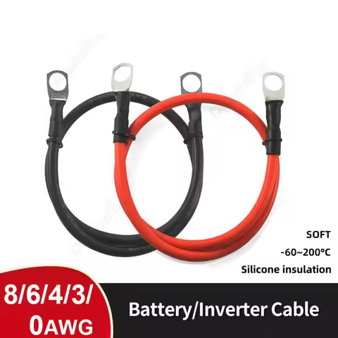 Silicone Wire Car Battery Jumper Starter Cable 8 6 4 3 0 AWG Tin-plated Copper Wire with M6 M8 M10 L