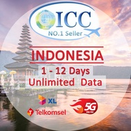 [ICC SIM Card] Indonesia XL/Telkomsel 1-12 Days 4GLTE + Unlimited data SIM Card/Bali/Bintan/Jakarta