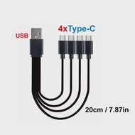 20cm Short USB to Type C Multiple Charging Cable USB-C to 4 in 1 Micro USB Splitter Adapter Cable 5V