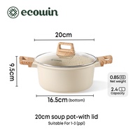 Ecowin หม้อซุปเคลือบหินไพฟาน เซรามิค พร้อมฝาปิด PFOA 20ซม.24ซม.28ซม. ไม่เหนียวติด