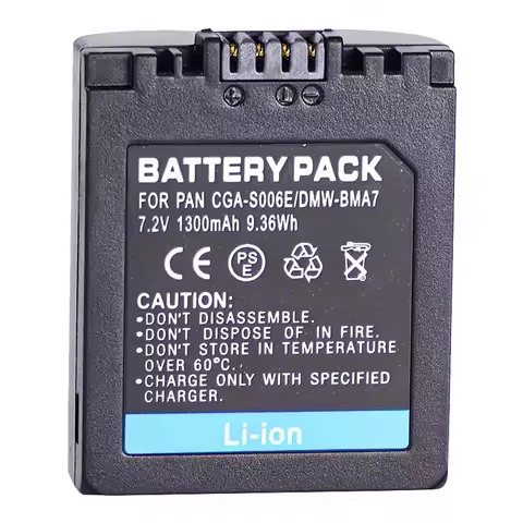 1300mAh CGA-S006E DMW-BMA Replacement Battery for Panasonic Lumix DMC-FZ7 FZ8 FZ18 FZ28 FZ30 FZ35 FZ