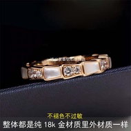 18k Rose Gold Ring Natural Stone Snake Ring AU750 White Fritillary Onyx Diamond-Studded Snake Bone S