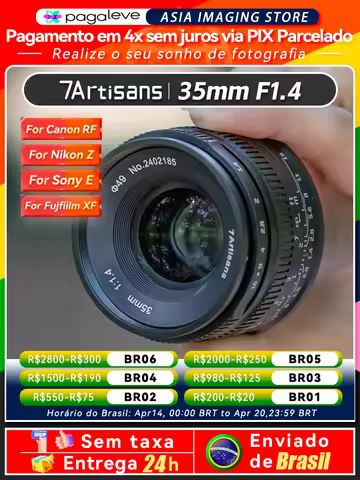 【 Do Brasil 】 7Artisans 35mm F1.4 APS-C Mirrorless Camera Portrait Lens for Sony E A6400 A6700 A6000
