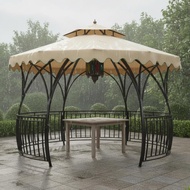 Sunshade Hardtop Gazebo Rainproof Round Hardtop Gazebo Weather-Resistant Pavilion Sunblock Protectio