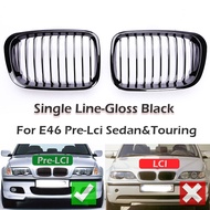 Single Slat Gloss Matte Black Chrome M Color Grille Grill For BMW 3 Series E46 4 Door Sedan Saloon T