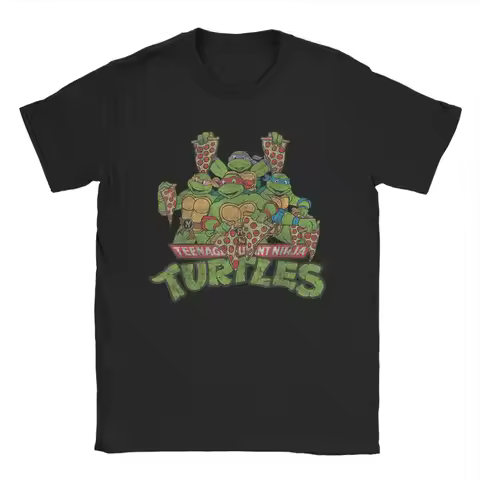 Ninja Turtles Multiple Smiles & Slices T Shirt for Men Cotton Cool T-Shirts Tee Shirt Short Sleeve C