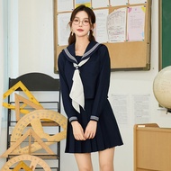 供应全绀三本jk制服短裙套装长袖日系甜美正统基础款套装学院Supply full cyanosis three jk uniform skirt suit long diepingluotlt12.m