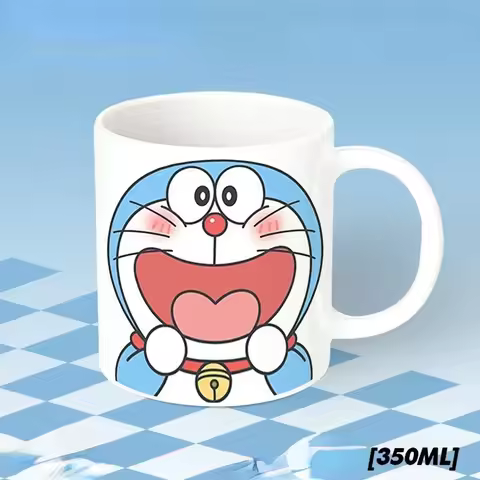 Cute Doraemon Anime Peripheral Large Capacity Kawaii Cute Blue Fat Doraemon Ceramic Mug Breakfast Co