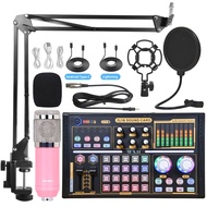 AQLKY คอนเดนเซอร์ไมโครโฟน BM 800การ์ดเสียง DJ18ไร้สายสำหรับโทรศัพท์คอมพิวเตอร์คาราโอเกะร้องเพลงสดเล่