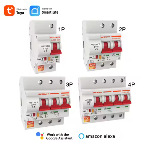 Tuya Smart Life 1 2 3 4 Phase Din Rail WIFI Circuit Breaker Switch,80A 100A 125A MCB,Overload Short 