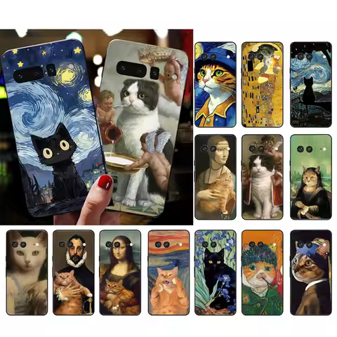 Van Gogh Gustav Klimt Mona Lisa Fun Cat Phone Case For Google Pixel 10 9 Pro XL 9A 8 7 6 Pro Pixel 8