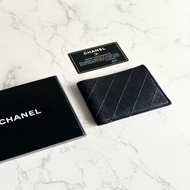 Chanel 黑色小羊皮革中夾 錢包 短夾 皮夾 卡片包