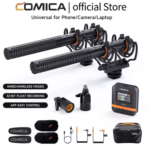 COMICA VM40 2.4G Super Cardioid Dual-Channel Wireless Shotgun Microphone,Wired and Wireless dual mod