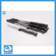 ชุดมีดสเต็ก 12 ชิ้น/ชุด  มีดสเต็ก Steak Knife มีดฟันคล้ายใบเลื่อย ใบมีดสแตนเลสอย่างดี7342/s Twin Fis