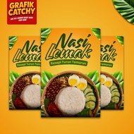 Bunting Nasi Lemak Cantik Murah Banner Niaga Bonet Kereta Design Ringkas, Menarik, Terus Gantung