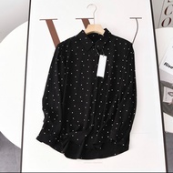 ATASAN WANITA POLKADOT TERBARU BIG SIZE 3XL LD 120 TERLARIS 2024 / KEMEJA WANITA LENGAN PANJANG MOTI