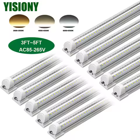 10pcs 5 pcs T8 LED Tube Light 3FT 4FT 5FT 30W 40W 50W Shop Lamp Dual V-Shape Integrated Ceiling Sing