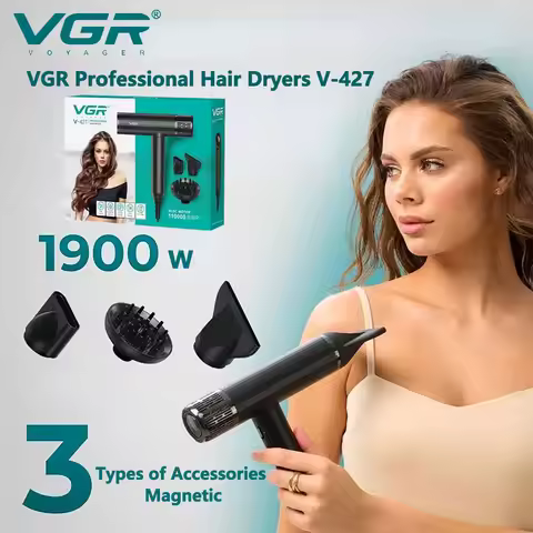 VGR Leafless Hair Dryer Professional Negative Ion Blower Dryer Brushless Motor 11000RPM Powerful Ele