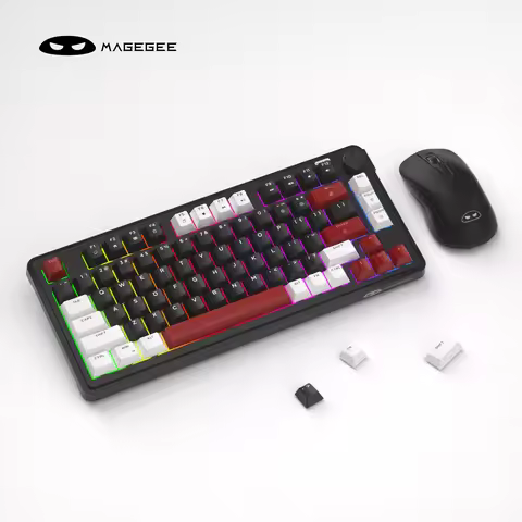MageGee Gk950 Wireless Keyboard and Mouse Combo, RGB Backlit, Silent Key, Volume Knob for Student Ho