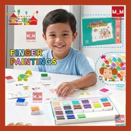 62Pages Finger painting card with 24 color Ink pad stamp, DIY Craft learning Education Drawing Toys