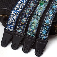 RALPH Guitar Strap, Adjustable Polyester Guitar Belts, Thickening Embroidered Print Ethnic Style Vintage Guitar Shoulder Belt Guitar Accessories