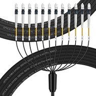 FLYPROFiber- 12 Core Industrial TPU OS2 LC to LC Outdoor Armored Fiber Optic Cable, OS2 12 Strands S