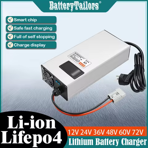2000W High Power Lithium Battery Charger 12V24V48V60V72V, Fast Charging for LiFePO4/Li-ion RV Golf C