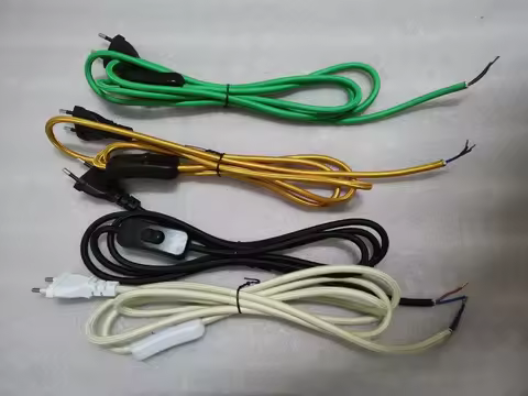 220V AC Power Cords With European Plug Switch Classic Fabric Textile Covered Flex Cable Wire Extensi