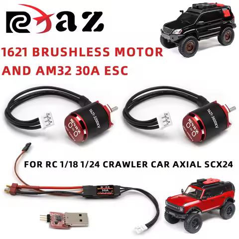RCXAZ AM32 Programmable 30A ESC 1621 Brushless Motor for 1/18 1/24 RC Axial SCX24 FCX24 TRX4M 2-4s P