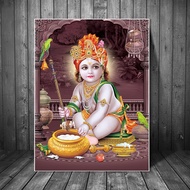 Bal Krishna Canvas Art  Hindu Deity Wall Decor  Religious Hinduism Poster Prints for Home Decoration