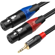 Disino Dual Female XLR to 3.5mm Y-Splitter Cable, Unbalanced XLR Female to 1/8 Inch Mini Jack TRS St