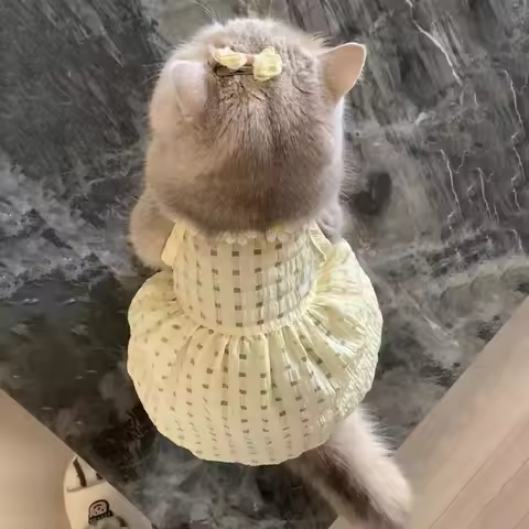 Summer Cat Dress Anti-Shedding Cute Floral Strap Skirt for British Shorthair Ragdoll Golden Chinchil