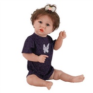 Sn* Mainan Boneka Bayi Perempuan Silikon 23 Inci Mirip Asli Rambut