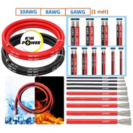Heat-resistant AWG wire - Silicon shell 10AWG-8AWG-6AWG red-black (1 meter)