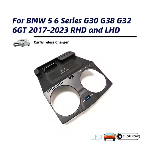 For BMW 5 6 Series G30 G38 G32 6GT 2017-2023 LHD Custom Fit 15W Fast Wireless Charger Pad with Anti-