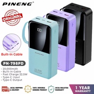 Pineng Powerbank With Built In Cable PN-798PD PN-797PD 20000mAh 10000mAh Power Bank With Digital Dis