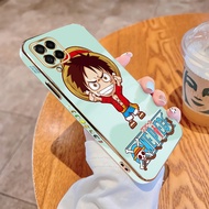 For Samsung Galaxy M33 M23 5G M62 F62 M22 M12 Luxury Plating TPU Softcase Cartoon OnePiece Luffy Bac