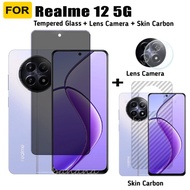 Realme 12 5g Anti-spyTempered Glass for Realme 12+ 11 10 Realme Note 50 C53 C51 C55 Privacy Screen Protector Tempered Glass 3 in 1 Carbon Fiber Film and Camera Protector