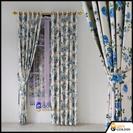 Gorden Jendela Kamar Cantik Motif Bunga Sakura Depan Belakang Bahan Kain Blackout Tebal