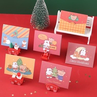 6 Pcs Cartoon Christmas Foldable Greeting Cards Thicken DIY Gift Cards