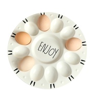 Easter Egg Tray Egg Platter Egg Holder Egg Tray for Refrigerator Egg Fixing Holder Ceramic Egg Tray White Color