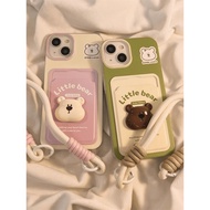 Card Holder White Bear Strap Case hp iphone 17 Air Pro 16 15 Pro Max 11 13 Pro Max 7P 8P Xr Ip11 7 8