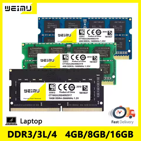 DDR3 DDR3L DDR4 8GB 4GB 16GB Laptop Memories Ram PC3 PC3L 1066 1333 1600Mhz PC4 17000 19200 21300 So